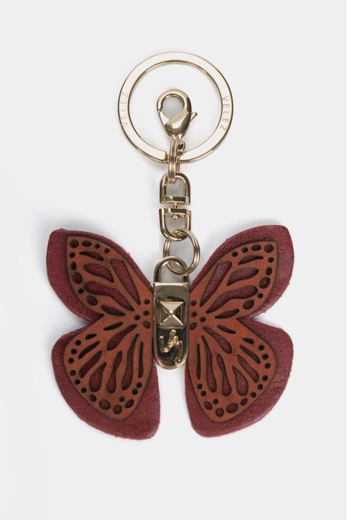 Llavero butterfly de cuero Rojo