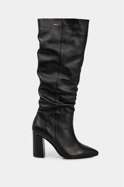 Botas tacón caña alta kaskai de cuero para mujer horma en punta