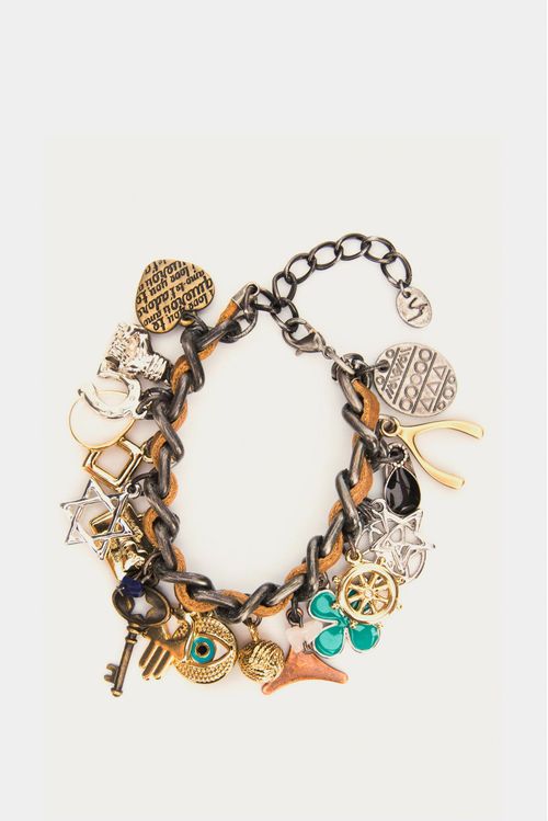 Pulsera de cuero símbolos místicos