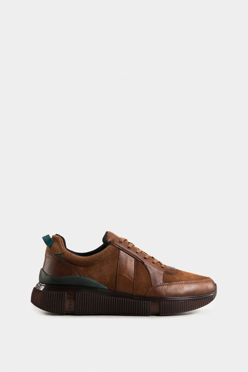 Zapatillas halo de cuero liso y de textura gamuzada para hombre silueta deportiva