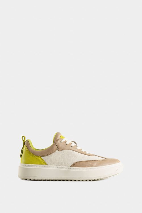 Zapatillas namibia de cuero y lona para mujer detalles neón