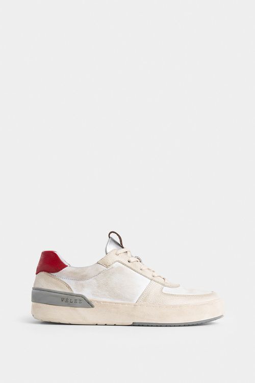Zapatillas clavel en combinación de cueros para mujer casual