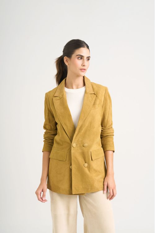 Blazer en gamuza ovina para mujer zarzamora