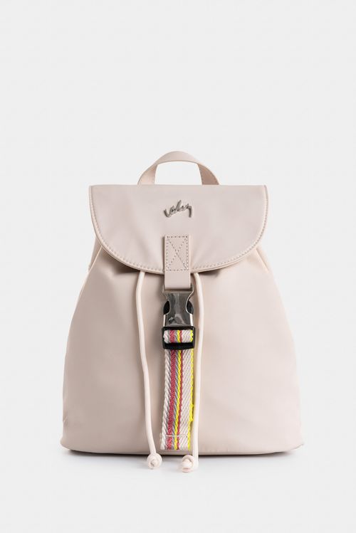 Morral Elora en lona y cuero para mujer detalle multicolor