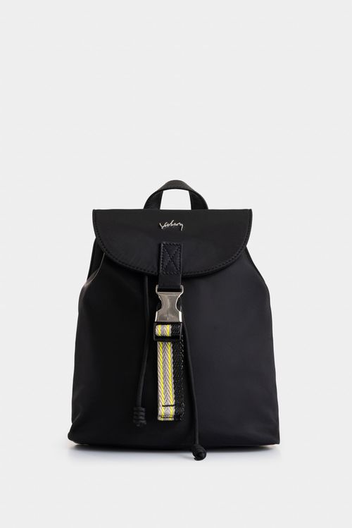 Morral Elora mini en lona y cuero para mujer detalle multicolor