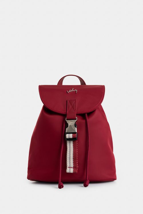 Morral Elora mini en lona y cuero para mujer detalle multicolor