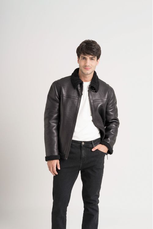 Chaqueta Atrani de cuero para hombre semi ajustada