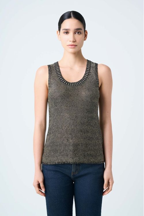 Camiseta tejida para mujer efecto metalizado lúrex