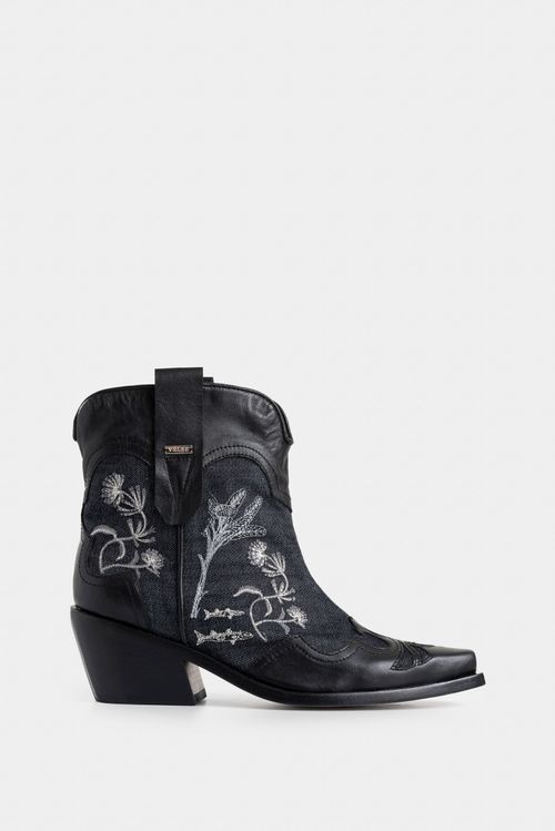 Botines Linaje en denim y cuero para mujer silueta texana