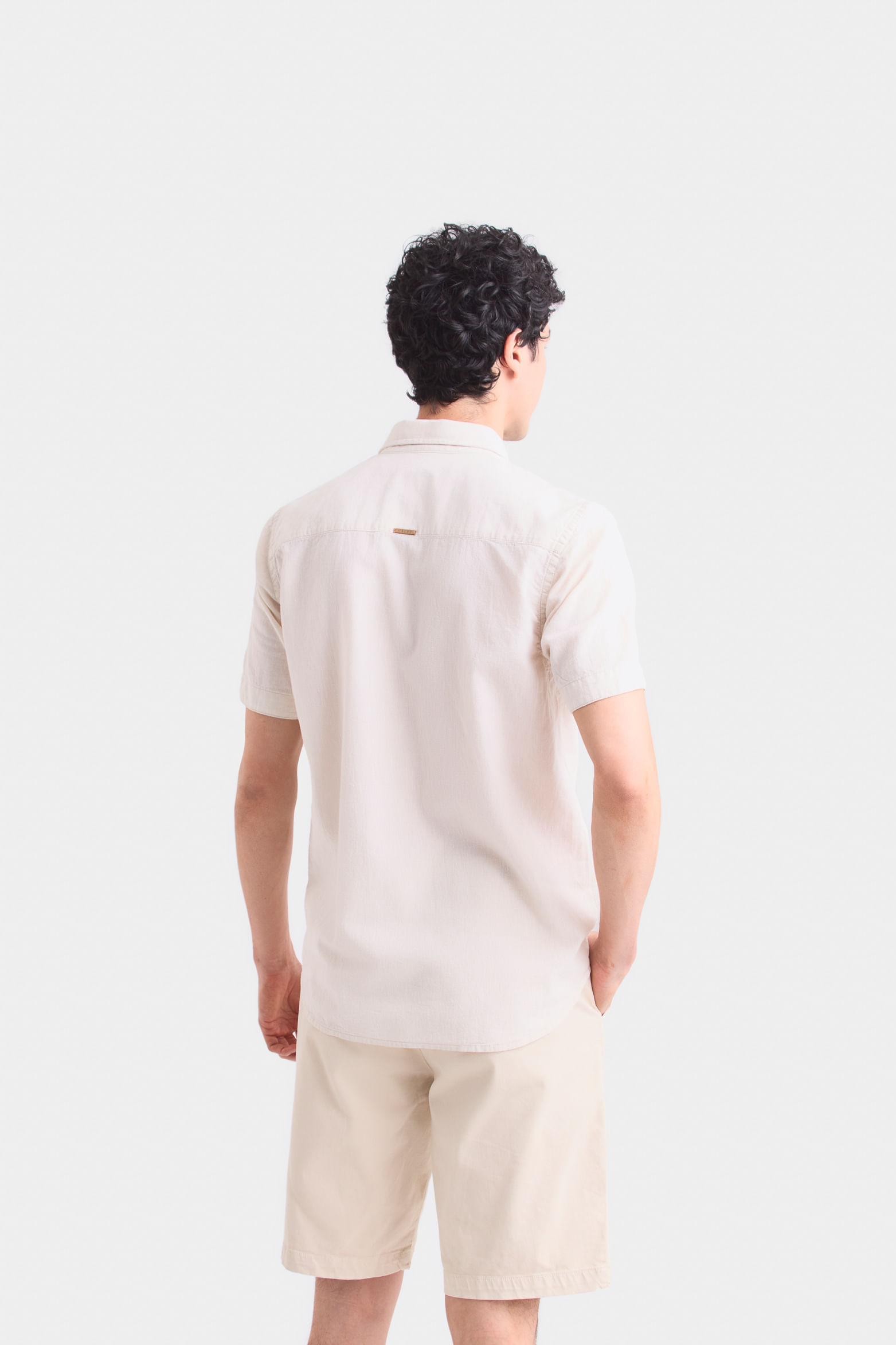 Camisa semi lino caribe para hombre manga corta-1738187536300