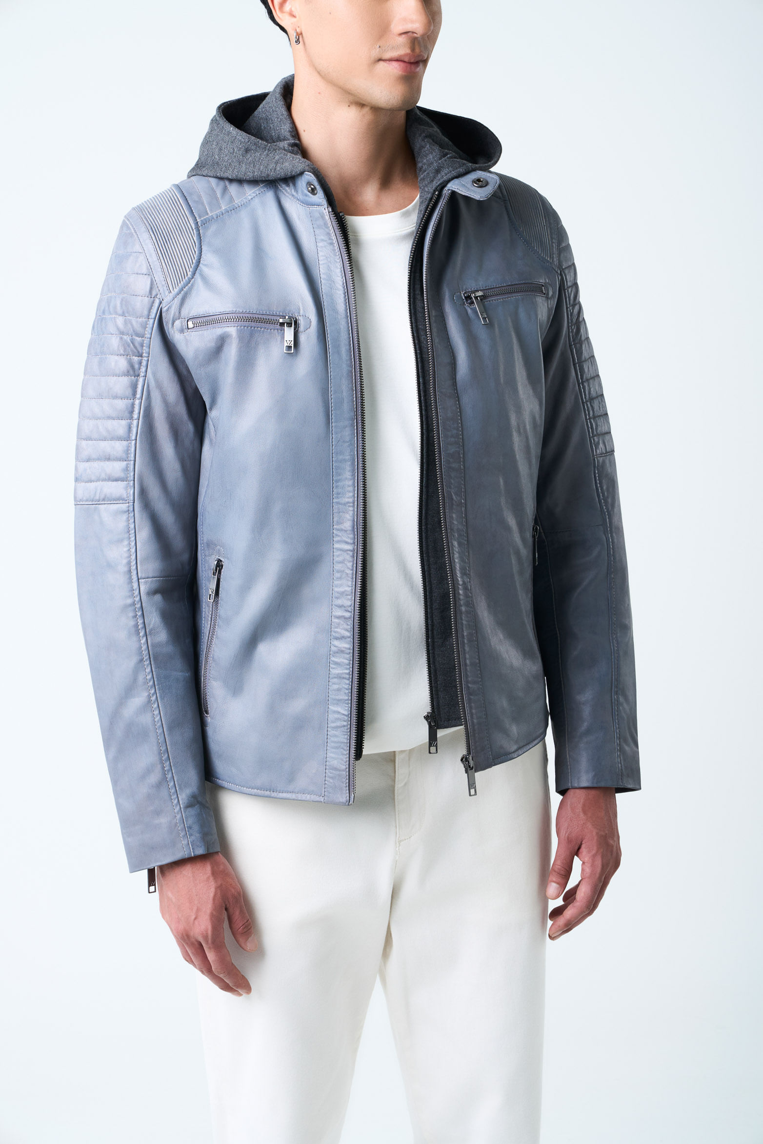 Chaqueta belmont de cuero para hombre capucha y pechera-1740682520867