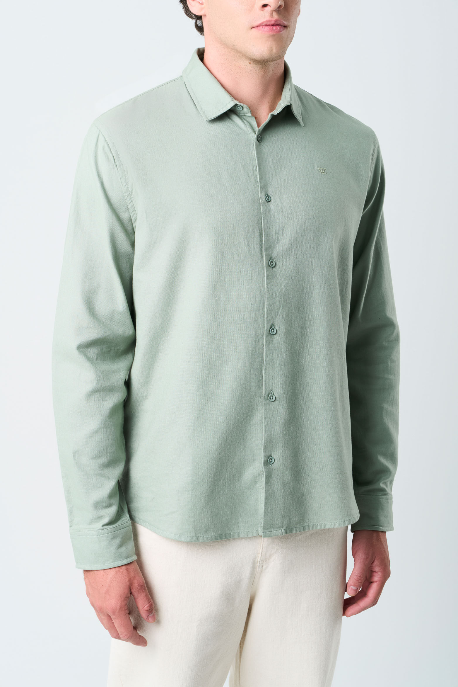 Camisa oxford manga larga calagua para hombre semifitted-1743176809645