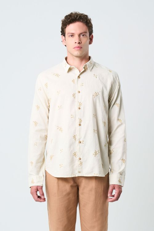 Camisa manga larga Wezen para hombre bordada