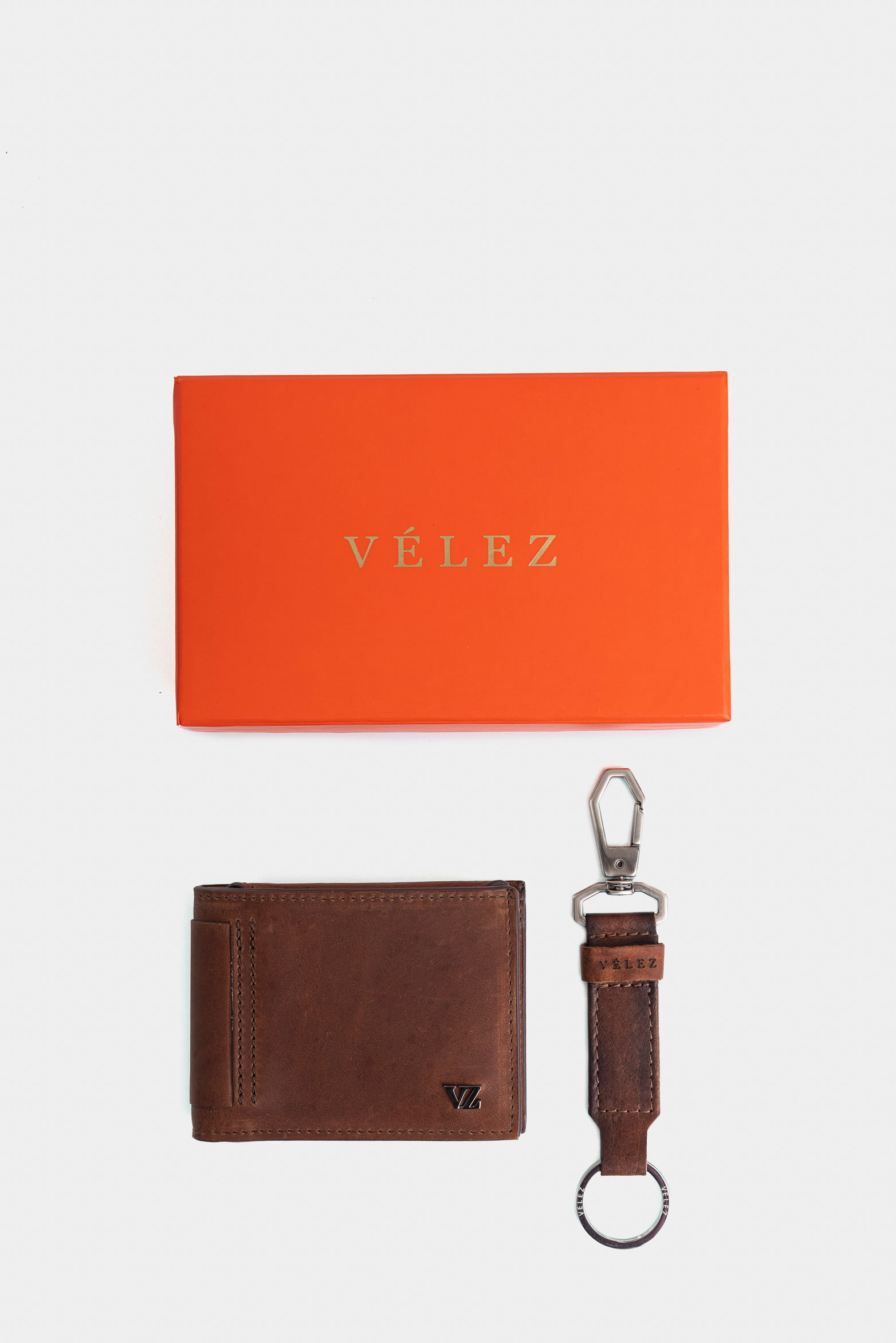 Kit billetera y llavero de cuero vintage-1743446572814