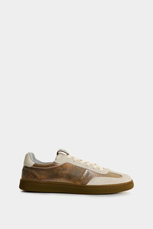 Tenis Astra de cuero folia para mujer detalle gamuzado