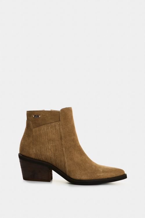Botines Ciruela 2.0 de cuero gamuzado para mujer caña baja