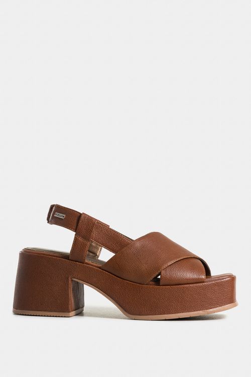Sandalias tacón sahara de cuero para mujer plataforma forrada